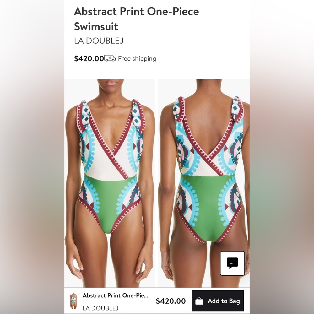NWOT LA DoubleJ Abstract One-Piece Swimsuit